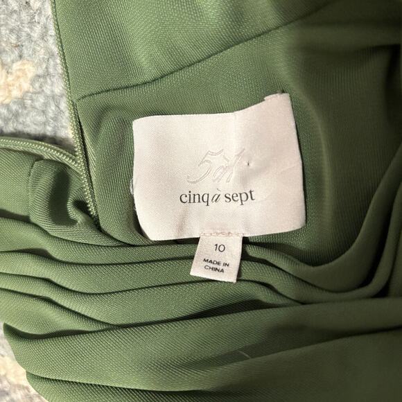 Cinq a Sept Rori Sleeveless Side-Tie Turtleneck Midi Dress Olive Green Size 10 - Picture 7 of 9